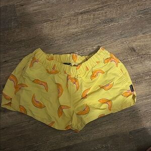 Patagonia Yellow Melon Pattern Athletic Shorts